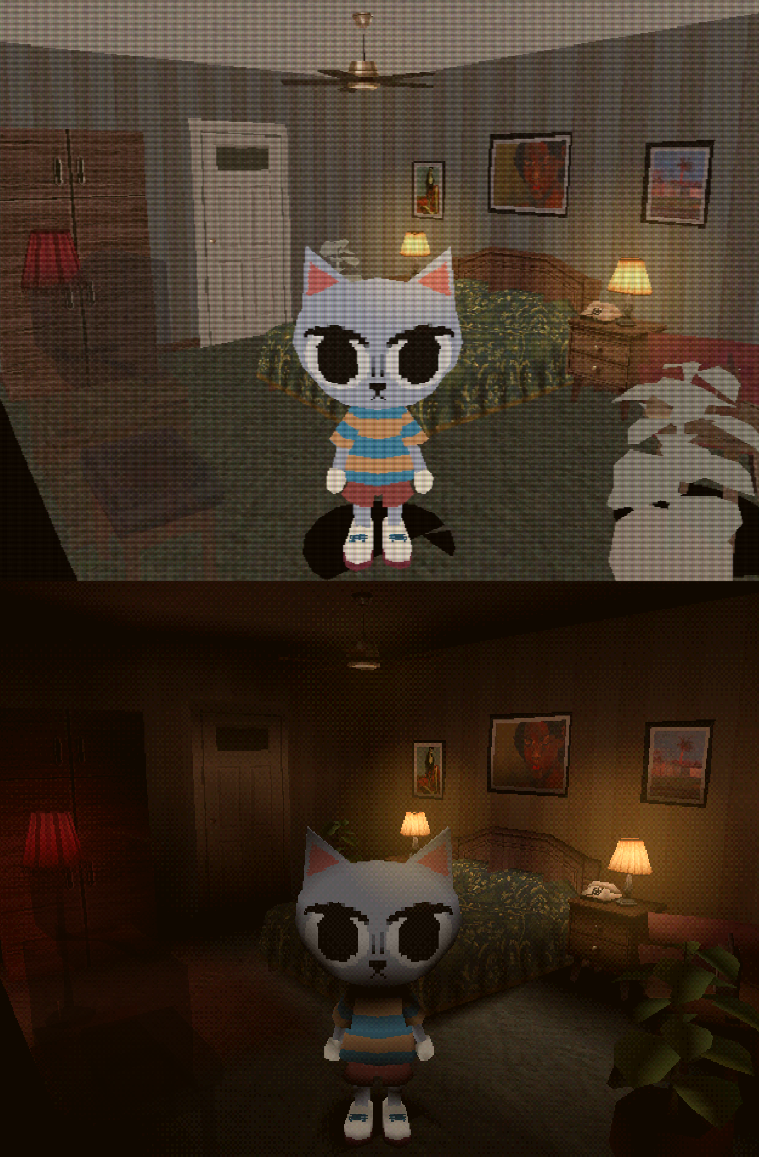 Top - no vertex color. Bottom - with vertex color.